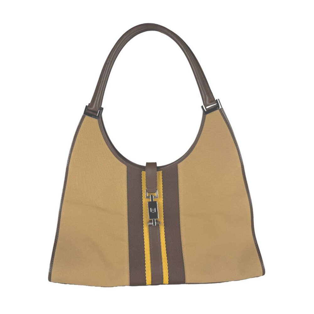 Gucci Jackie handbag, canvas and leather, brown, beige, yellow, women's, z11013